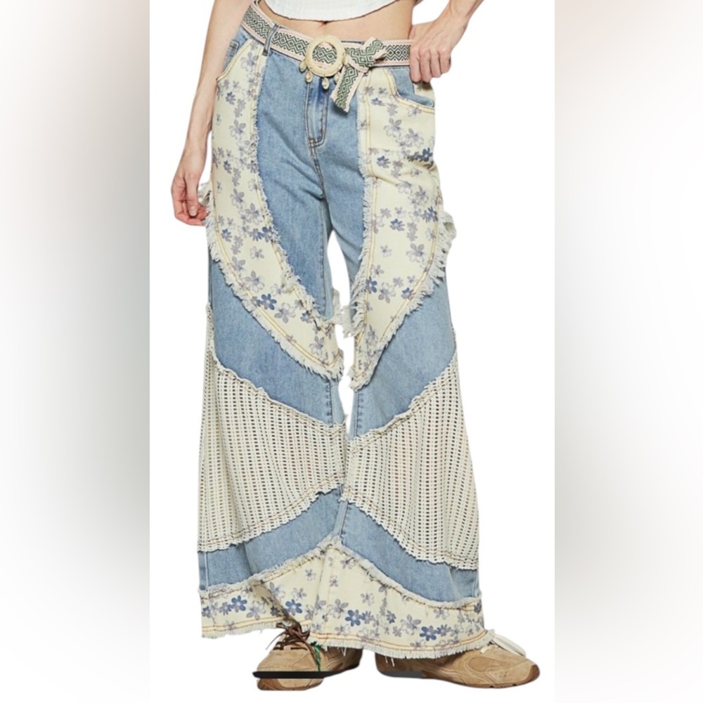 POL Wavy Contrasting Patchwork Jeans - image 7